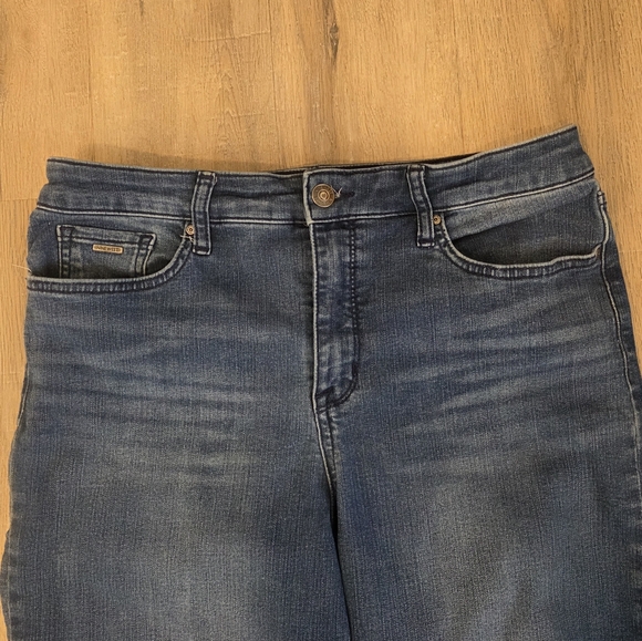 High Rise Womens Jeans Sz 12 Cropped Raw Scalloped Hem Stretch Nine West - Picture 4 of 10